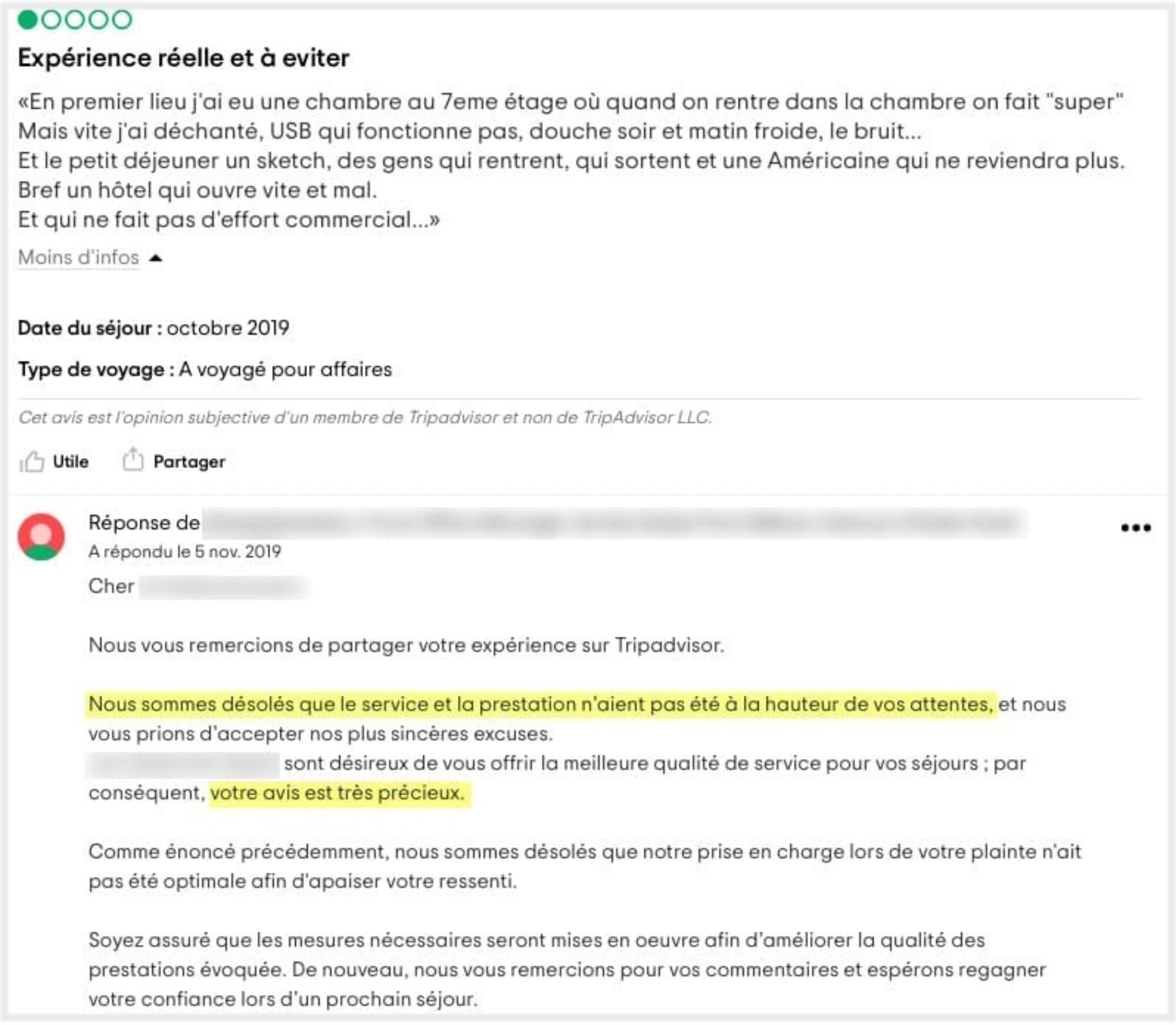 Bowo • Avis negatif note tripadvisor
